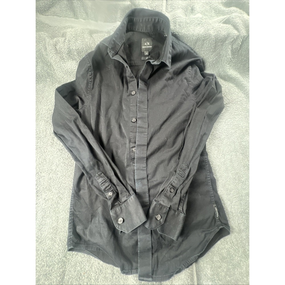 Armani Exchange Mens Size XS‎ Black Dress Shirt Slim Fit Button Up Long Sleeve